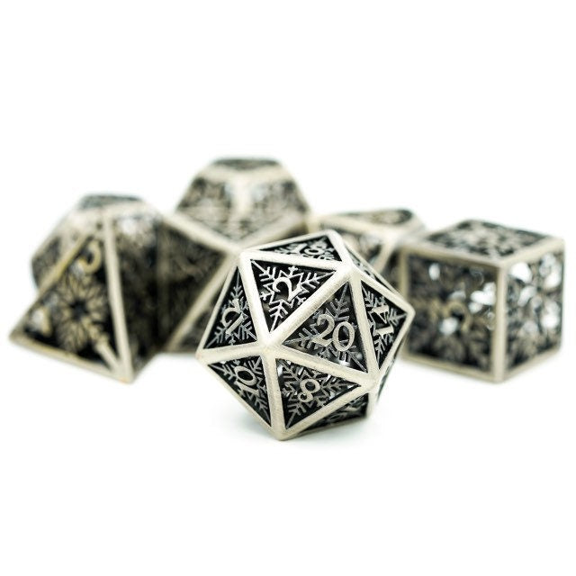 Snowflake Hollow Dice, Silver