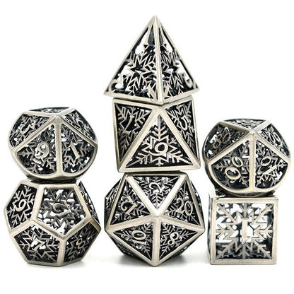 Snowflake Hollow Dice, Silver