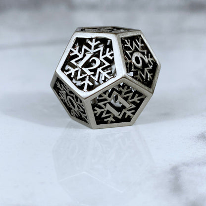 Snowflake Hollow Dice, Silver