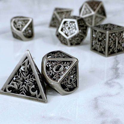 Snowflake Hollow Dice, Silver