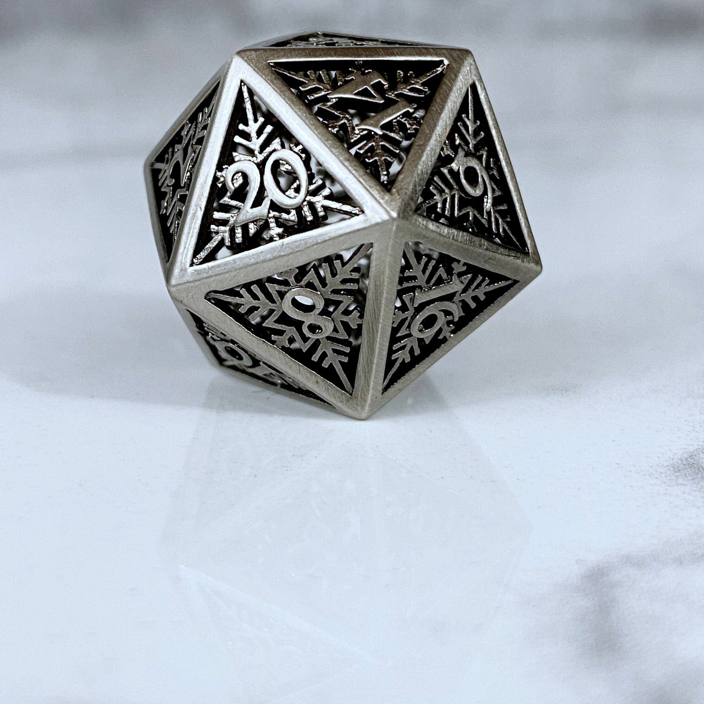 Snowflake Hollow Dice, Silver