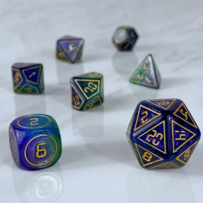 Back in Time Purple and Green Dice