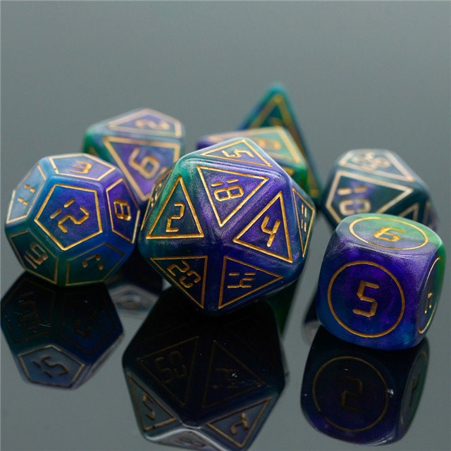 Back in Time Purple and Green Dice