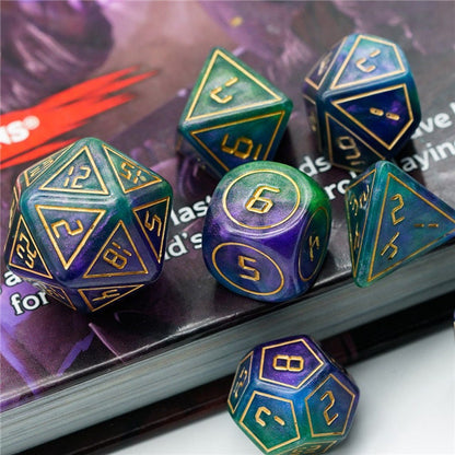 Back in Time Purple and Green Dice