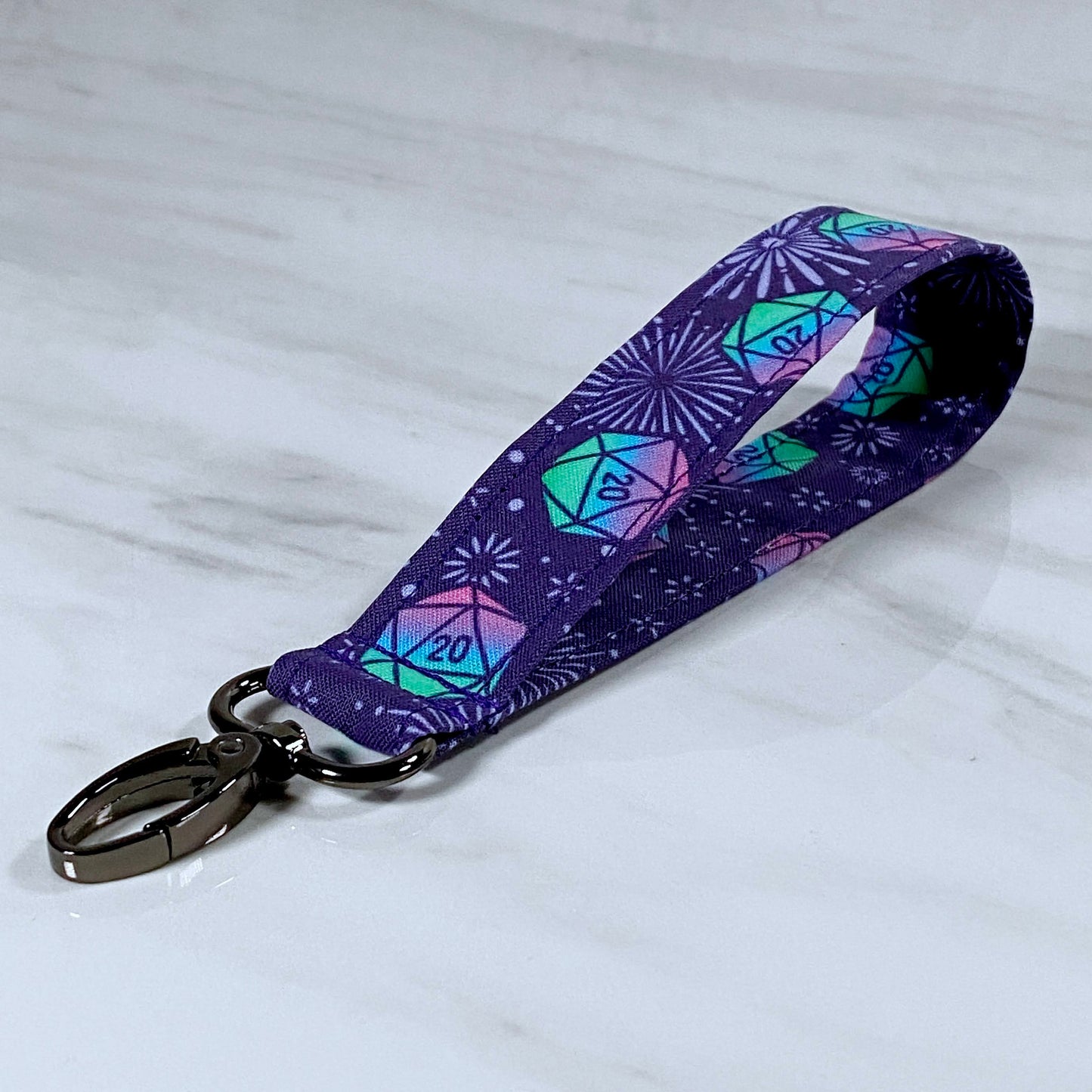 Purple Dice Wristlet Lanyard