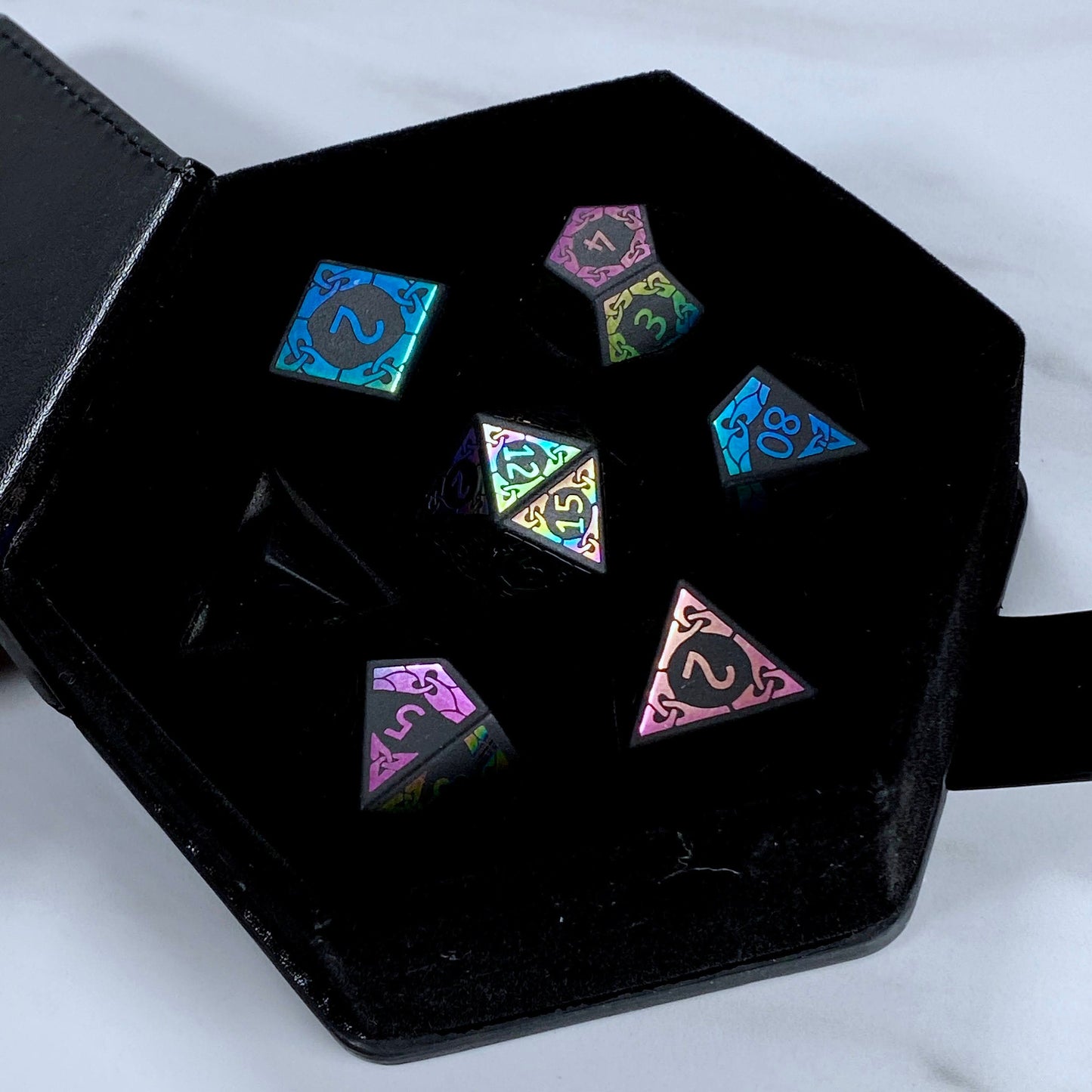 Obsidian with Rainbow Foil Dice