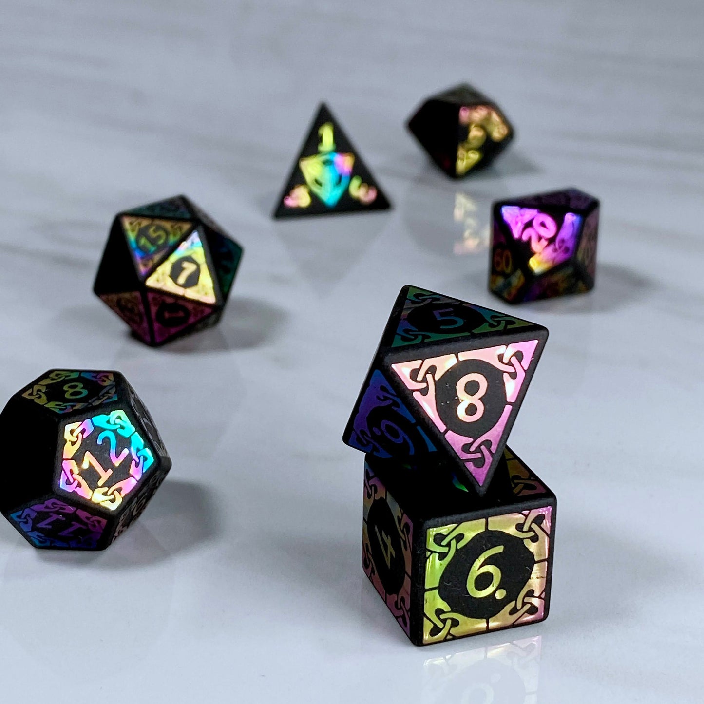 Obsidian with Rainbow Foil Dice