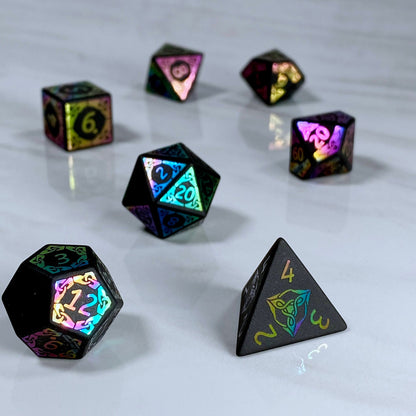 Obsidian with Rainbow Foil Dice