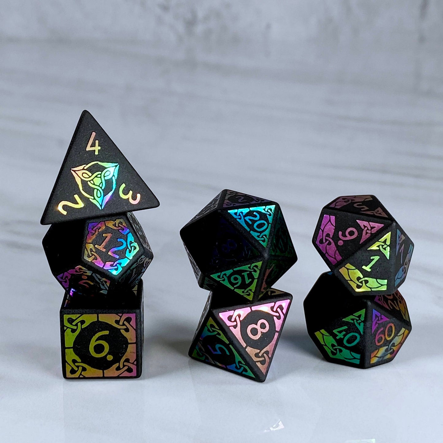 Obsidian with Rainbow Foil Dice