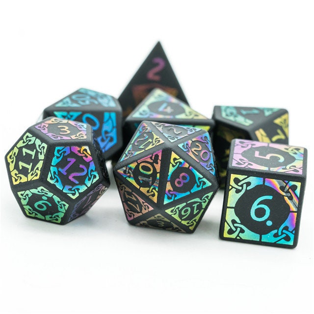 Obsidian with Rainbow Foil Dice