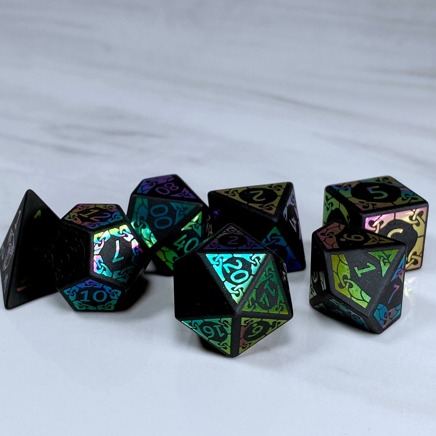 Obsidian with Rainbow Foil Dice